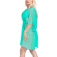 thumbnail image 3 of HAPPY BAY Women's Loose Boho Bathing Suit Cover Ups M-L Shamrock Cyan, Solid, 3 of 5