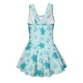 thumbnail image 2 of COEQINE Girls One Piece Swimsuit with Flowy Skirt Bottom, Soft Tank Style Neckline Skirted Swimwear, Comfort Polyester Spandex Bathing Suit for 6-7 Year Olds, Blue Sea Turtle Starfish Coral, 2 of 8