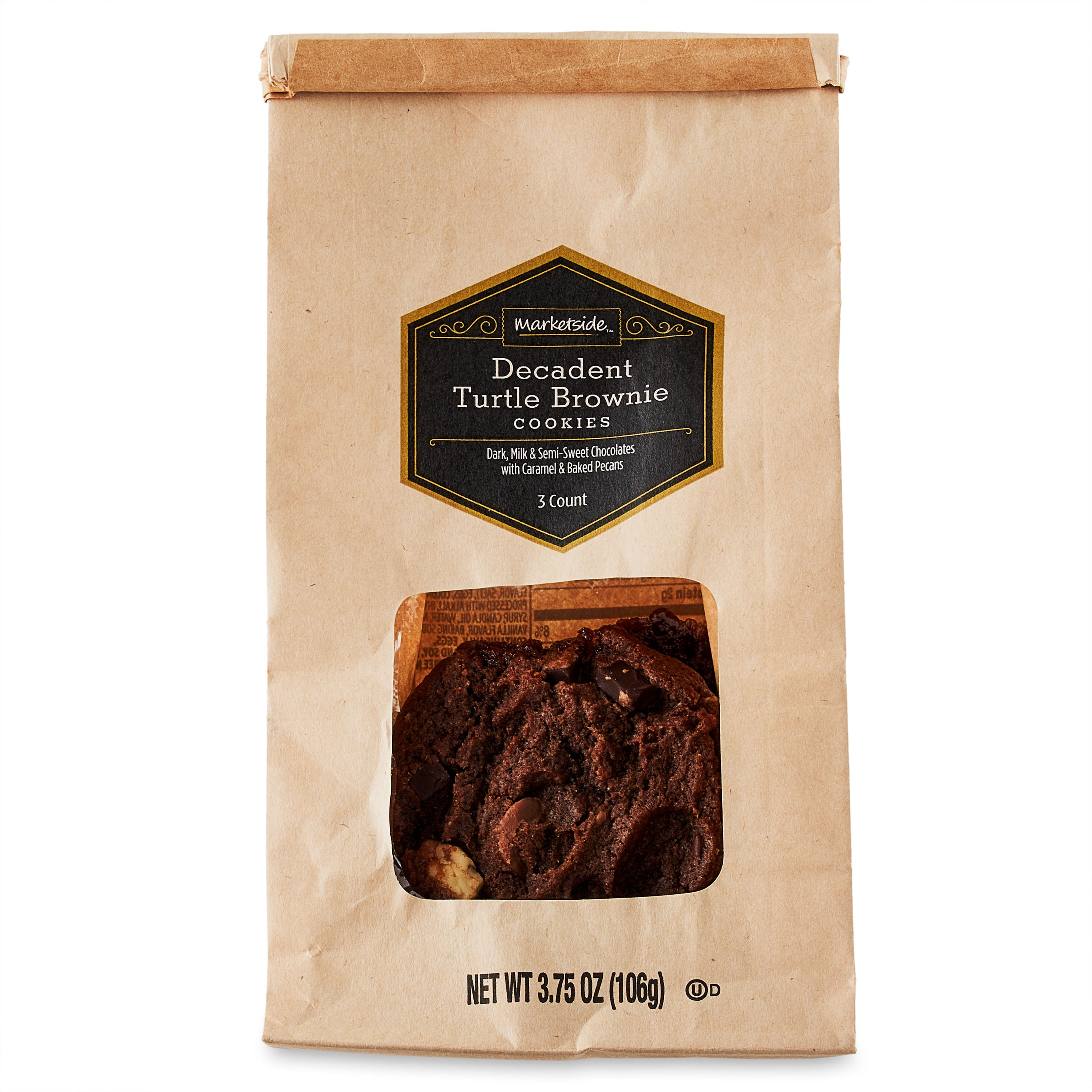 Marketside Decadent Turtle Brownie Cookies, 3.75 oz, 3 Count