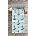 thumbnail image 3 of Ambesonne Modern Quilted Bedspread Set 2 Pcs, Pattern with Anchors, Twin Size, Pale Blue Dark Green, 3 of 3
