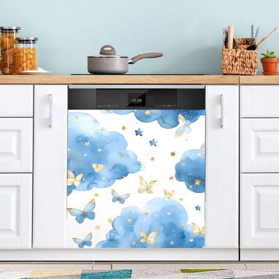 Butterflies and Cloud Dishwasher Magnet Cover Magnetic Fridge Door Cover Home Kitchen Decor 23"x 26"