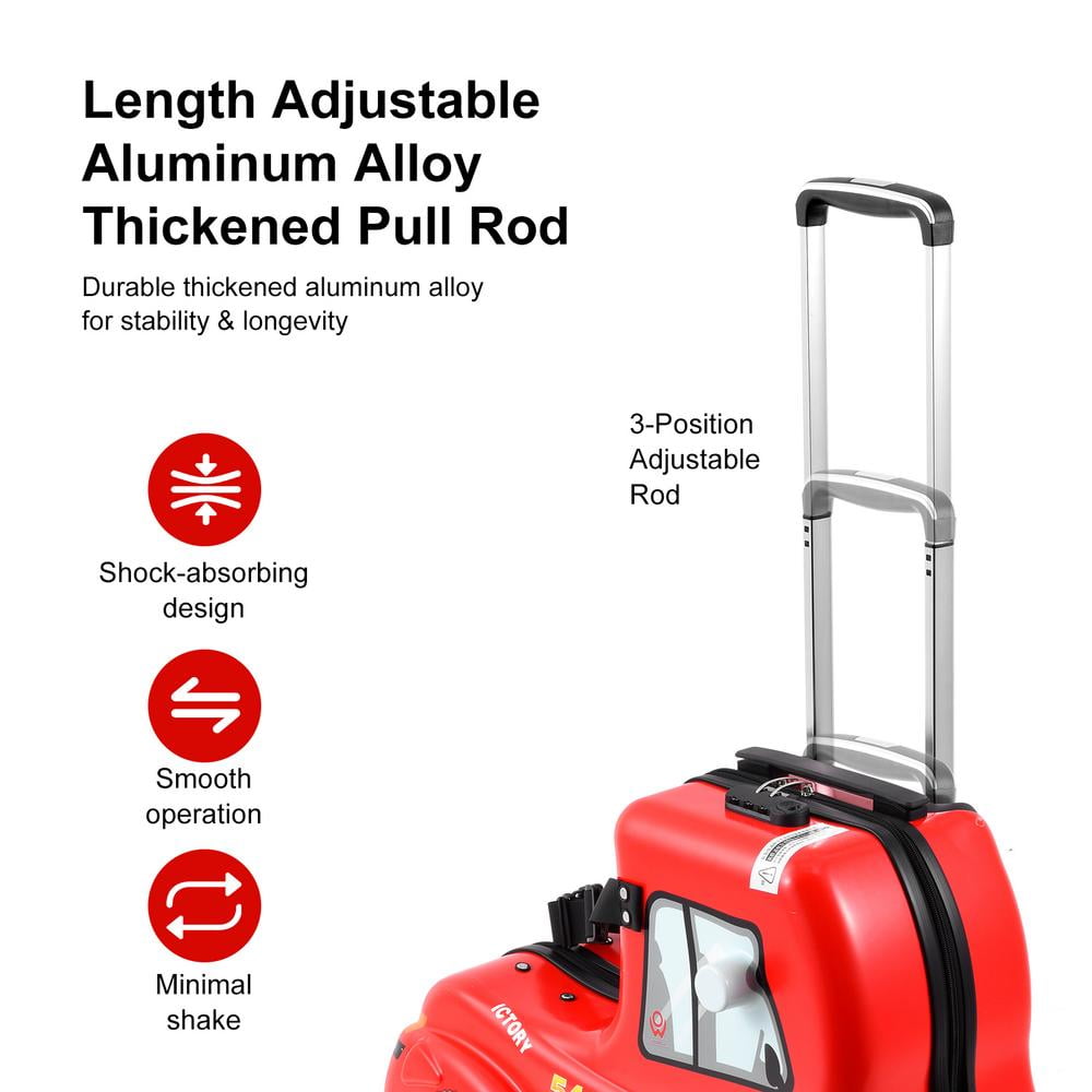 Kalkiam Kids Luggage, Kids Ride-on Luggage with Spinner Wheels Suitcase, Kids Ride-On Luggage with Wheels Suitcase Fits to Toddler Aged 3-12 Years old （Red Car Checked-Large 24-Inch