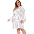thumbnail image 3 of GFDYREE Women's Plus Size Satin Robes Plus Size Silky Kimonos Robes Sleepwear,Short, 3 of 5