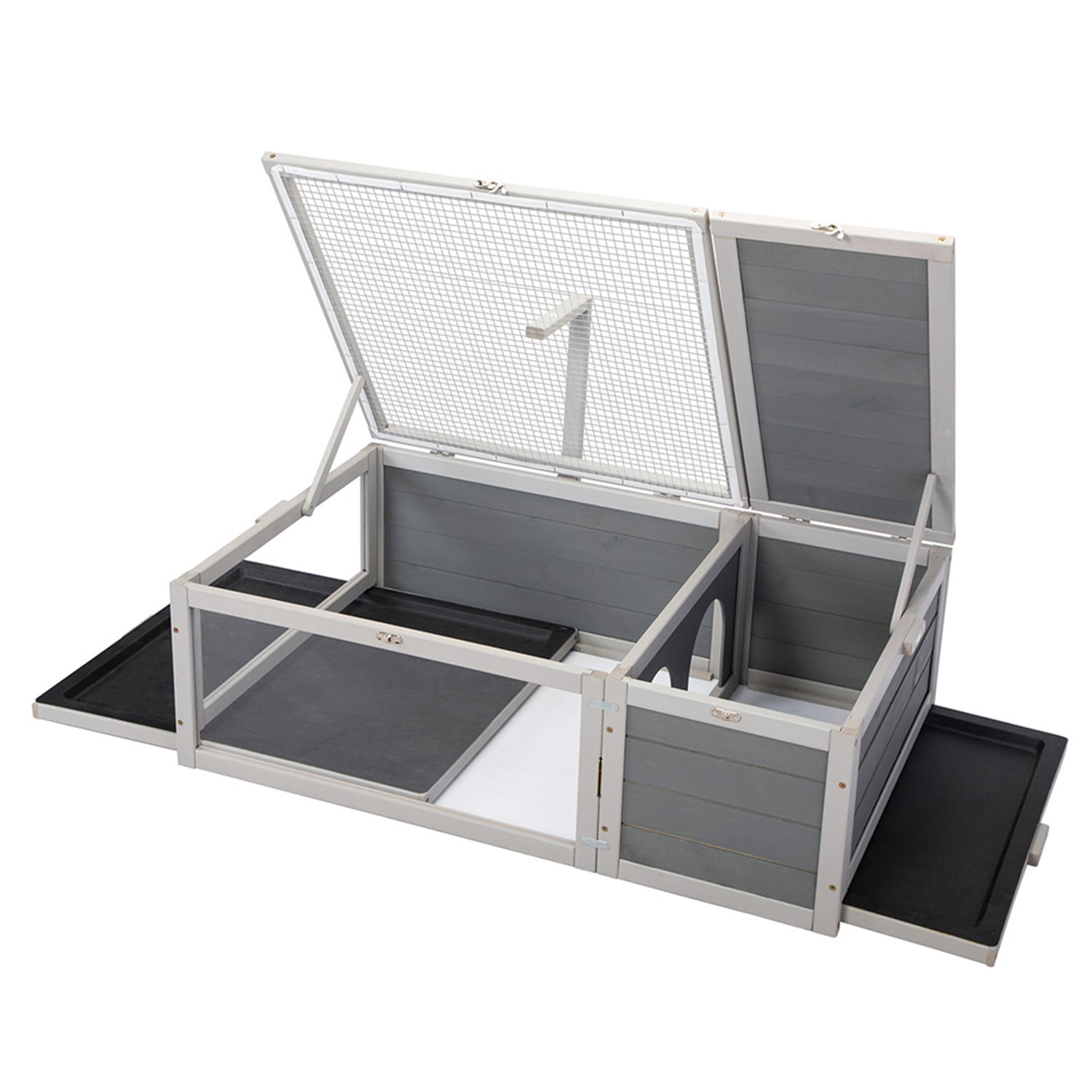 Pefilos Bunny Cage Indoor Pet House Rabbit Hutch with Pull Out Tray Poultry Cage, Gray Pefilos Bunny Cage Indoor Pet House Rabbit Hutch with Pull Out Tray Poultry Cage, Gray