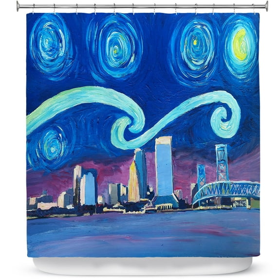 Shower Curtains 70" x 84" from DiaNoche Designs by Markus Bleichner - Starry Night Jacksonville Skyline