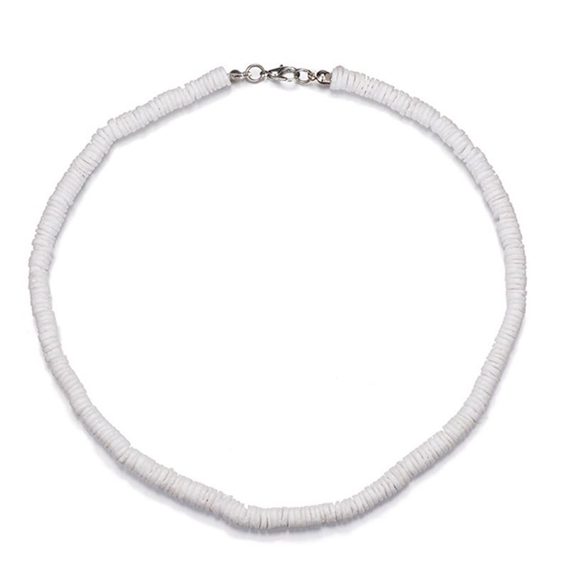 Kaboer KABOER White Round Shell Necklace for Men and WomenHawaiian