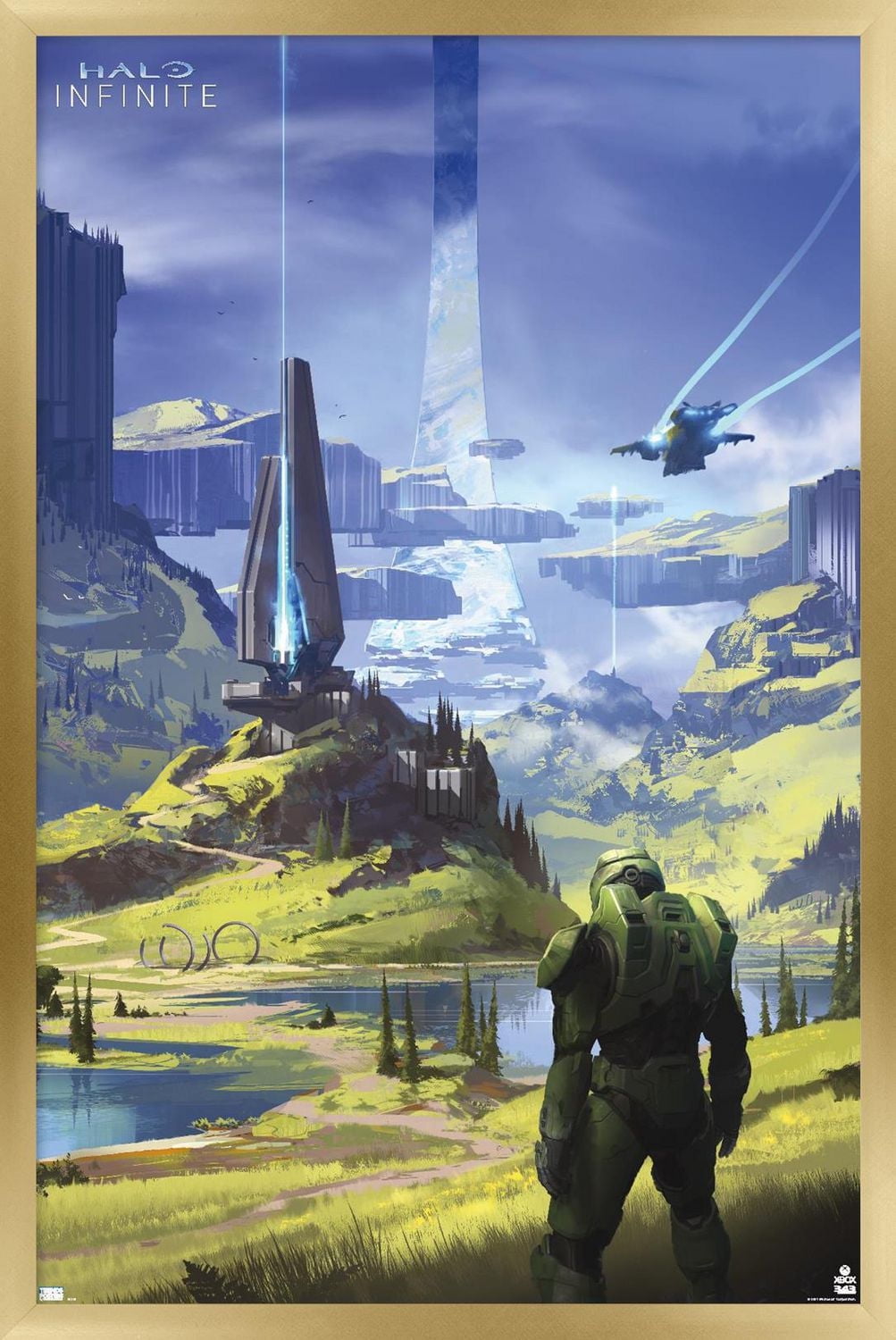 Halo Infinite - Master Chief Valley Wall Poster, 14.725" x 22.375" Framed