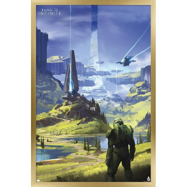 Halo Infinite - Master Chief Valley Wall Poster, 14.725" x 22.375" Framed