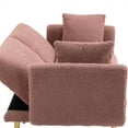 thumbnail image 6 of 3 in 1 Convertible Sofa Bed with 2 Throw Pillows, Teddy Upholstered Loveseat Sofa with 600LBS Weight Capacity, Multifunctional Sleeper Recliner Chair for Living Room, Brush Pink, 6 of 7