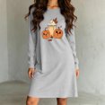 thumbnail image 4 of Edvintorg Comfy Dresses for Women Halloween Printed Crew Neck Casual Sleep Shirts Long Sleeve Loose Nightgown Plus Size Fashion Clothing Gray XXXXL, 4 of 6