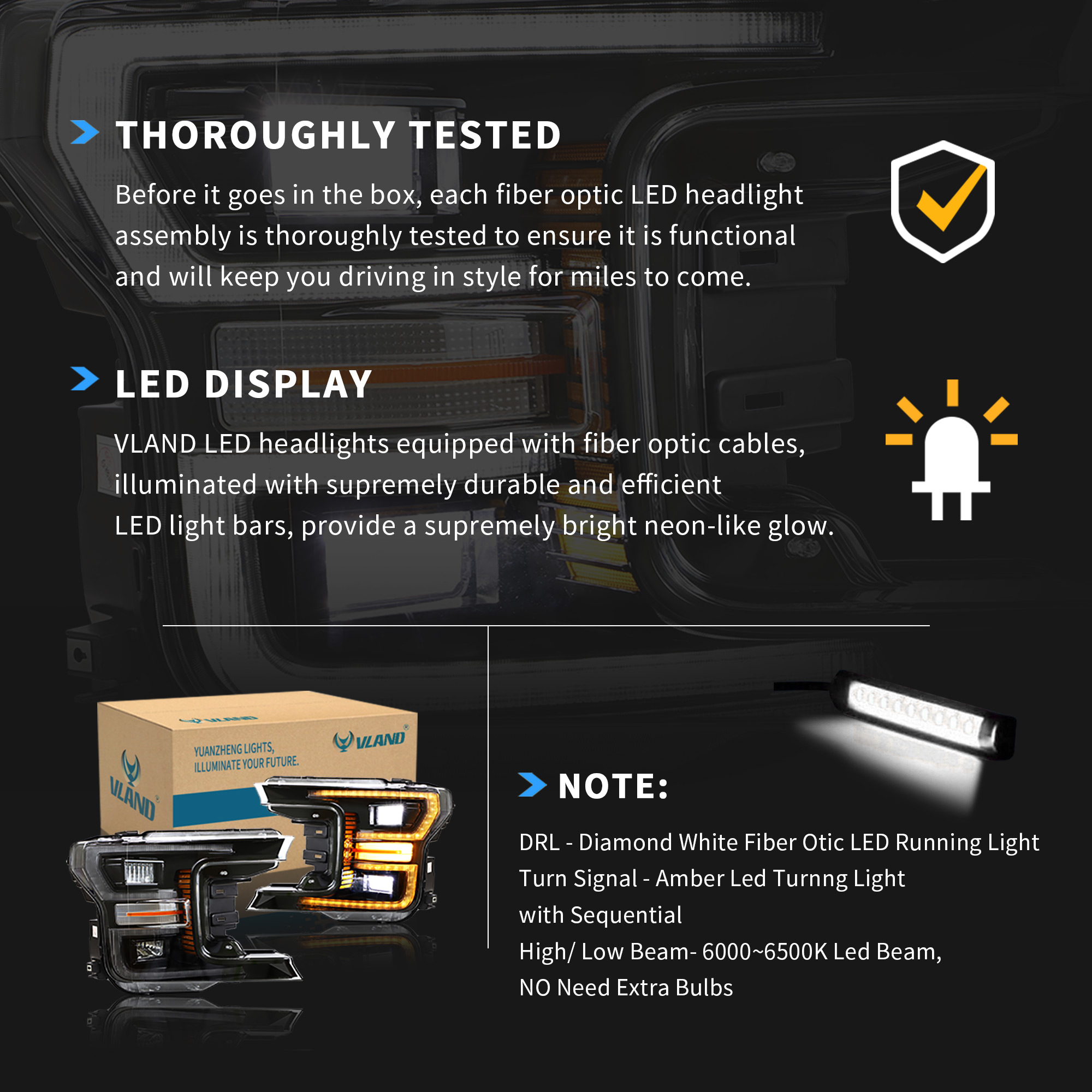 VLAND LED Headlights for 2018 2019 2020 Ford F150 XLT XL SSV Police Responder Platinum Limited Lariat King Ranch
