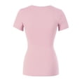 thumbnail image 4 of Made by Olivia Women's Basic Solid Short Sleeve V Neck Jersey Top, 4 of 6
