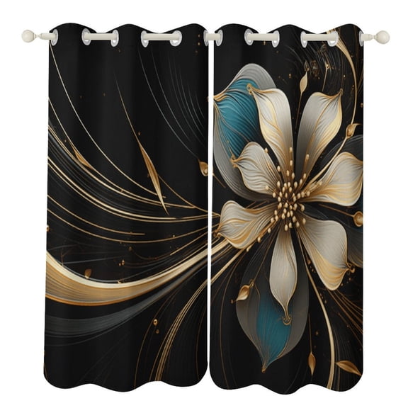 Abstract Flowers Blackout Curtains for Bedroom Curtains Insulated Room Darkening Window Drapes for Living Room