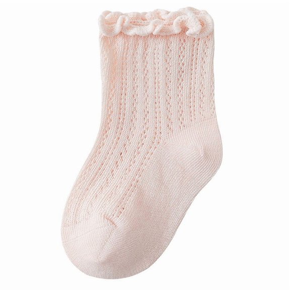 Krdevn Baby Socks - Socks Summer Thin Mesh Socks Summer Boneless Loose Mid Calf Wooden Ear Design - Socks for Baby Girl,Color:Pink,Size:1-3 Years