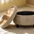 thumbnail image 5 of CQSXDA Versatile Upholstered 25 Inch Round Ottoman with Removable Top and Tray for Coffee Table Use in Living Rooms and Bedrooms, Camel, 5 of 10