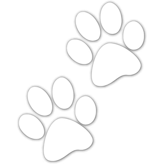 Cute Dog Puppy Paws White Silhouette Vinyl Decal Bumper Sticker 4” X 5”