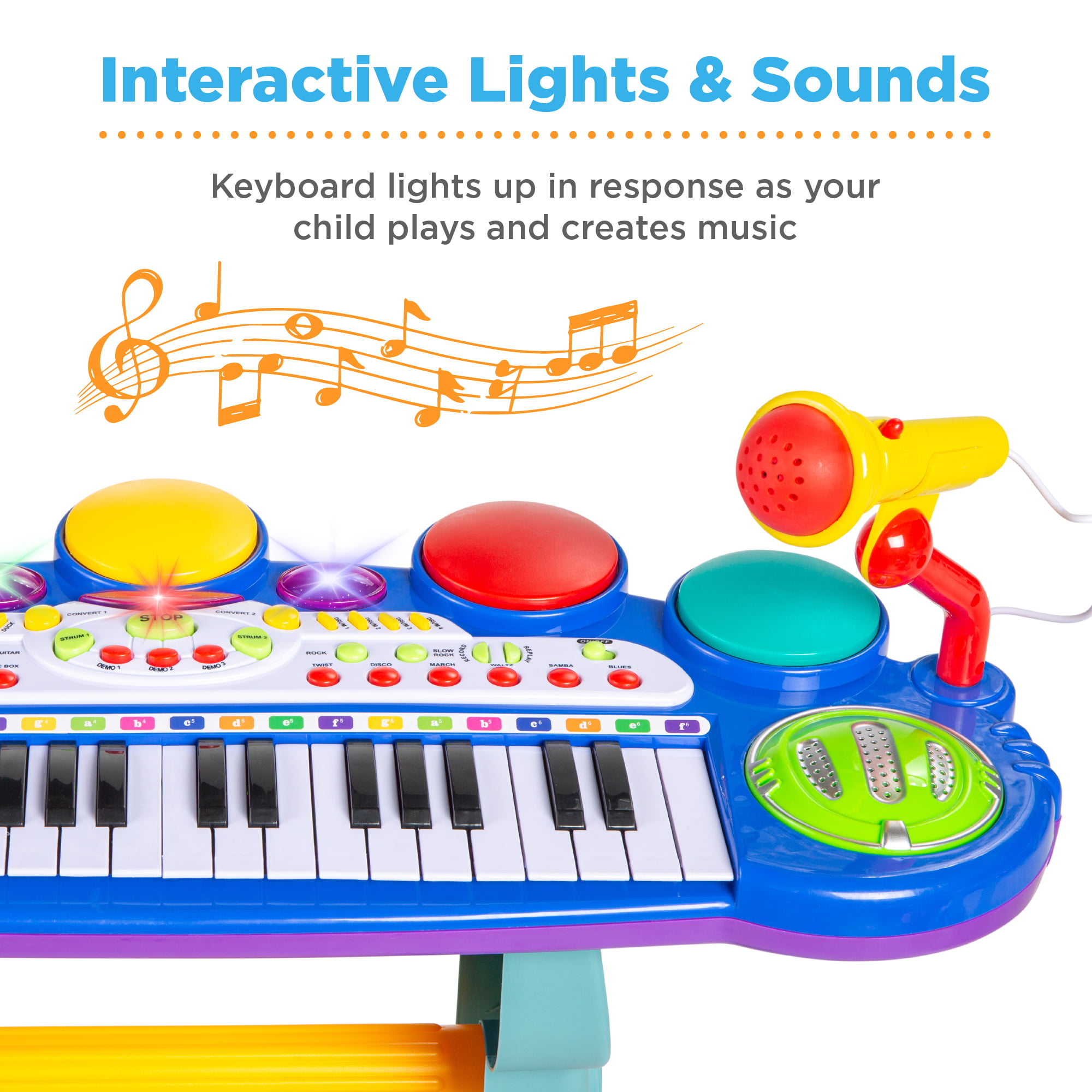 Zwbfu 37 Keys Kids Musical Piano Electronic Piano Keyboard Toy Musical Instrument Toy with Microphone for Boys Girls Over 3 Years Old 