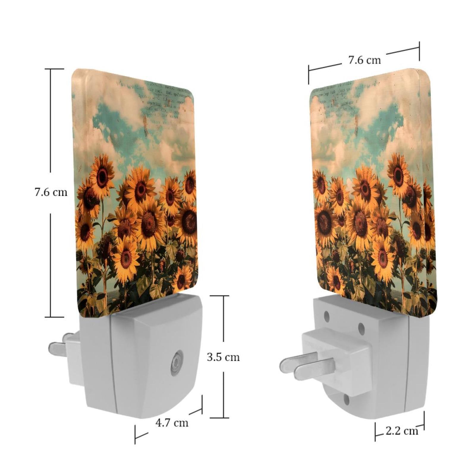 PhooArto Vintage Sunflowers Blue Sky Plug in LED Night Light Auto Sensor Dusk to Dawn Decorative Night for Bedroom, Bathroom, Kitchen, Hallway, Stairs, Baby's Room, Energy Saving