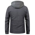 thumbnail image 3 of Chrisuno Men's Canvas Military jacket Hooded Essential Cotton Lightweight Bomber Jacket Grey M, 3 of 5