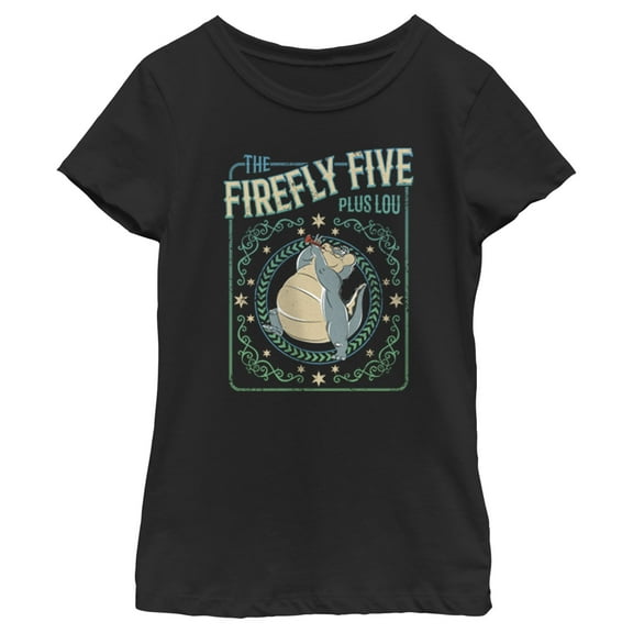 Girl's The Princess and the Frog The Firefly Five Plus Lou Graphic Tee Black Medium
