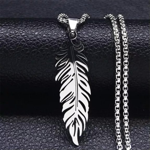 HOOUN Men's Stainless Steel Amulet Feather Necklace Pendant Jewelry Wholesale Gift