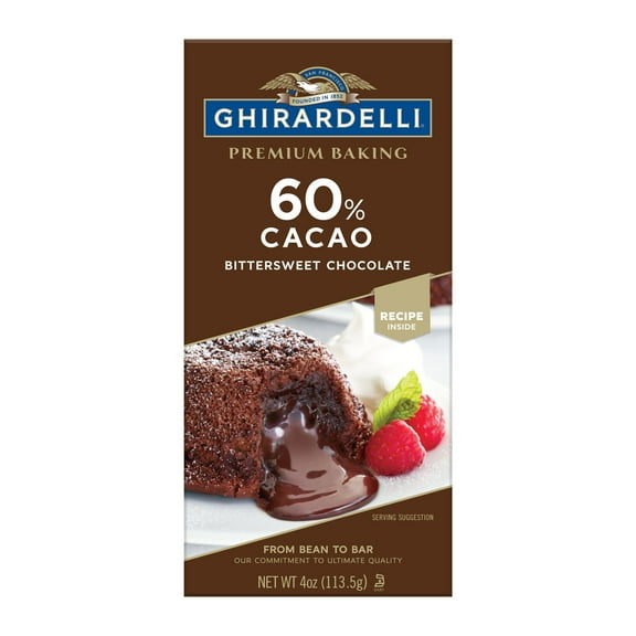 Pack of 4 Ghirardelli Premium 60% Cacao Bittersweet Chocolate Baking Bar - 4 oz - Package may vary
