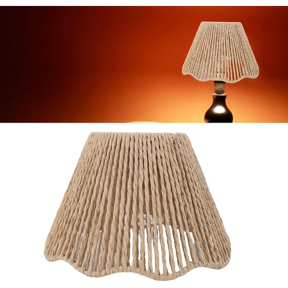 EGNMCR Small Rattan Lamp Shades Boho Small Lamp Shades Fors Table Lamps Rope Woven Desk Lampshade Decorative Wicker Drum Vintage Pendant Hanging Lamp Shade For Floor a lampshade