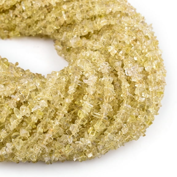 QNAVIC Lemon Quartz Gemstone Beads Nugget Chips Drilled Stone Chakra Healing Crystals DIY Jewelry Making Wholesale Bulk Loose Supply Strand 33 inch (1 Strand)