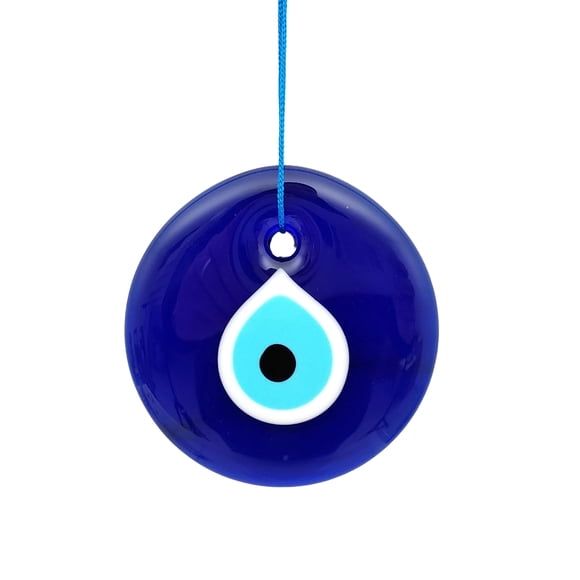 Erbulus Adorno colgante de pared de cristal azul de 4,3 pulgadas, decoración de mal de ojo, amuleto nazar turco hecho a mano, amuleto de protección para el hogar, amuleto de decoración de pared de mal