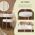 thumbnail image 7 of Desk Chair No Wheels Vanity Chair Comfy Accent Chair for Living Dining Room Bedroom Home Office Mid Century Modern Upholstered Armless Chair with Metal Legs (Gold Frame+White, 1), 7 of 7
