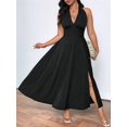 thumbnail image 6 of Women'S Plus Size French Lady Temperament Dress V-Neck Banquet Dress Black XXXL, 6 of 7
