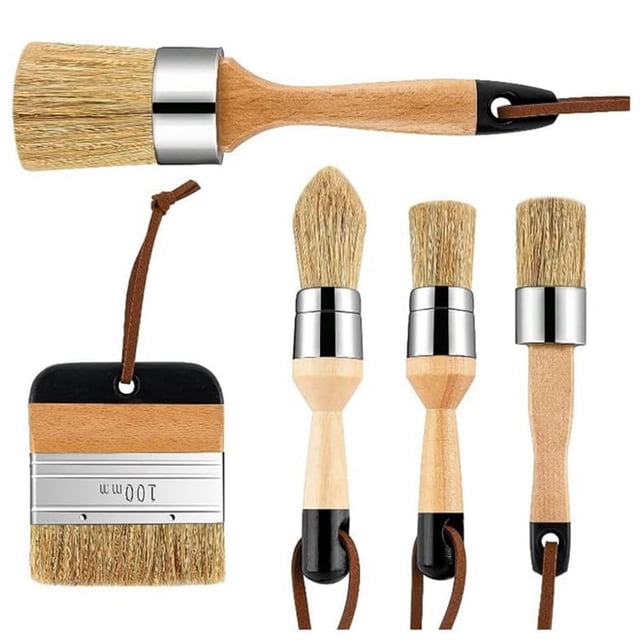 Pincel de tiza y cera IMCBSTT, pinceles de cera redondos para encerar muebles, pincel de tiza para pintar y encerar de forma casera