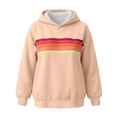 thumbnail image 5 of Women's Retro Stripe Hoodie Pullover Long Sleeve Colorful Casual Sweatshirt Top, 5 of 5