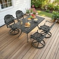 thumbnail image 2 of Hzzkey 5-Piece Outdoor Dining Set, Cast Aluminum Rectangle Table with Swivel Chairs, Cushions, Umbrella Hole, 2 of 10