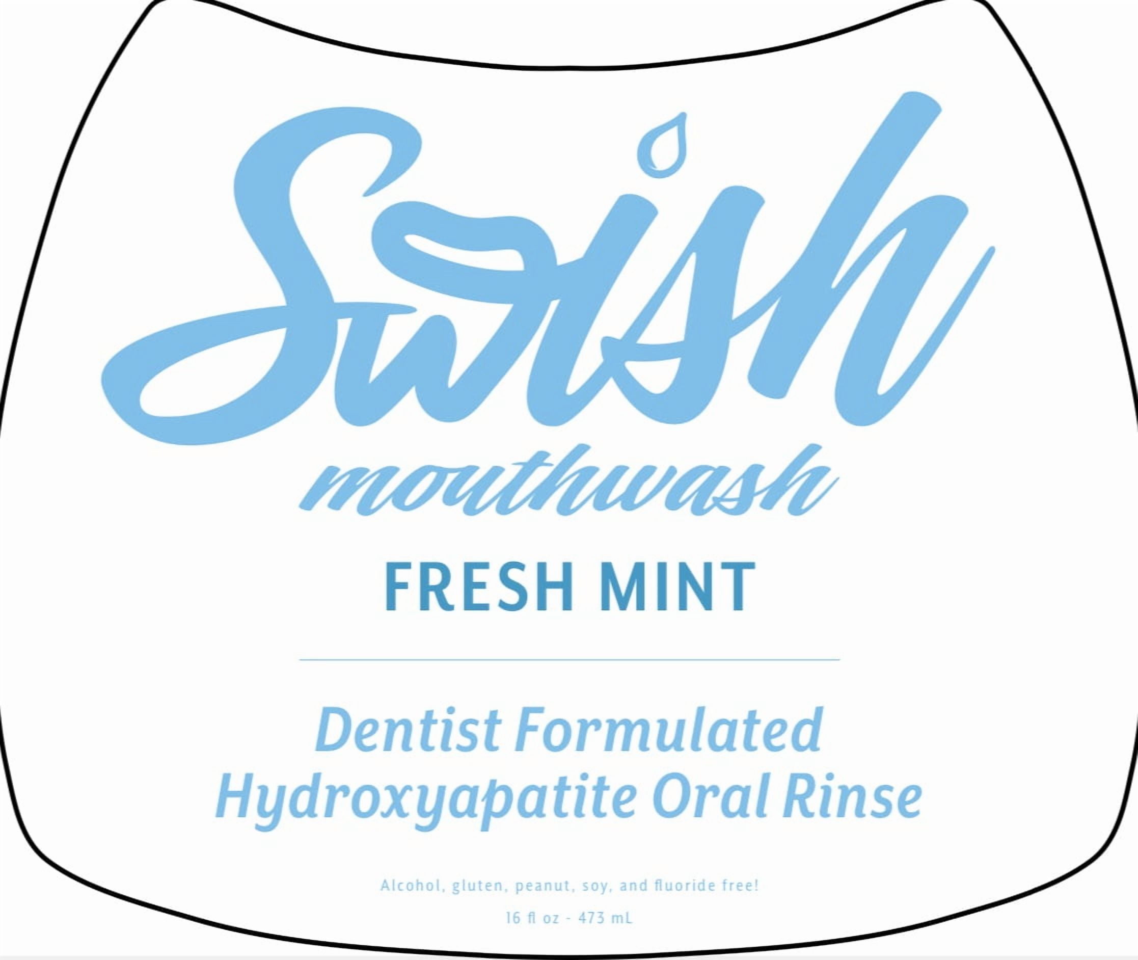 Swish Mouthwash Fresh Mint Enamel-Safe Alcohol-Free Mouthwash with Xylitol, Fresh Mint, 473 mL