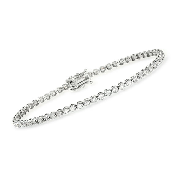Ross-Simons 2.00 ct. t.w. Diamond Tennis Bracelet in 14kt White Gold, Women's, Adult