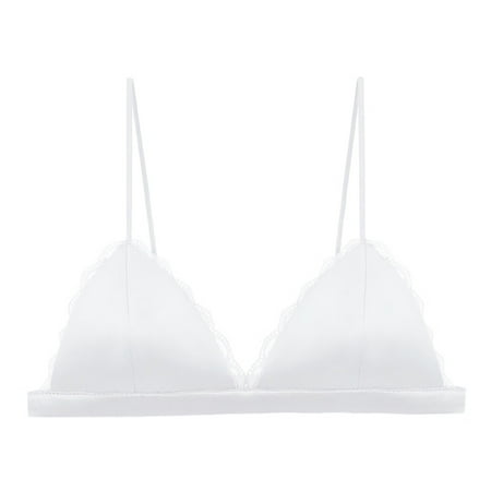 

Women Silk Satin Triangle Bralette Soft Cup Wireless Bra Smooth And Comfortable Wire Bra Top (with Chest Pad)