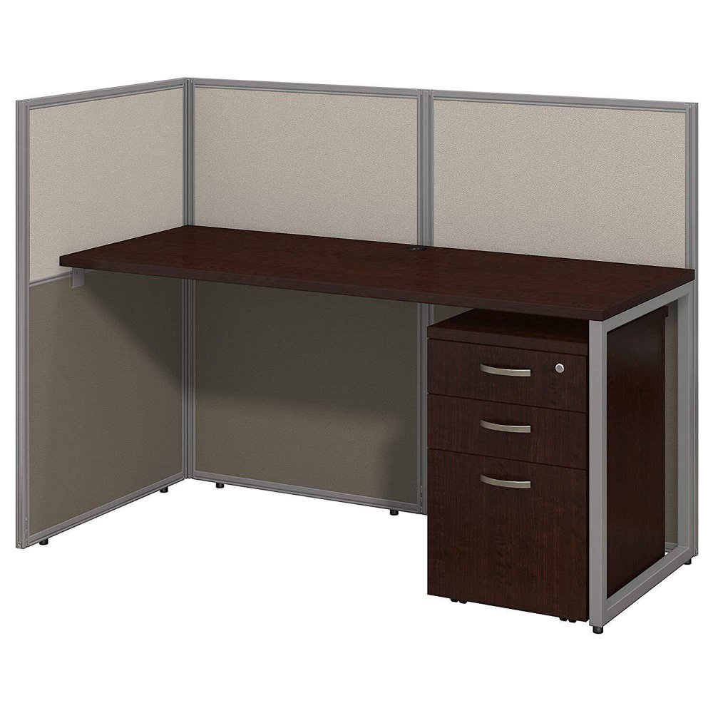 Bush Easy Office Mocha Cherry 60W Straight Desk Open Office 3 Drawer