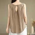 thumbnail image 4 of Yubnlvae Oversized Linen Camisoles for Women - Spaghetti Strap Sleeveless Tops (Baggy Beach Shirts, Trendy Tunic Fit) Coffee XL, 4 of 5