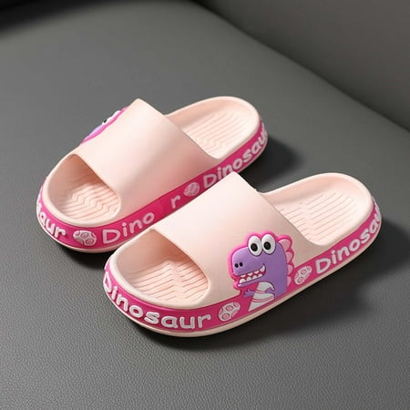 

Simplmasygenix Kids Shoes Clearance Boys Girls Pink Slippers Non-slip Cute Flat Bottom Children s Three-dimensional Dinosaur Soft-soled