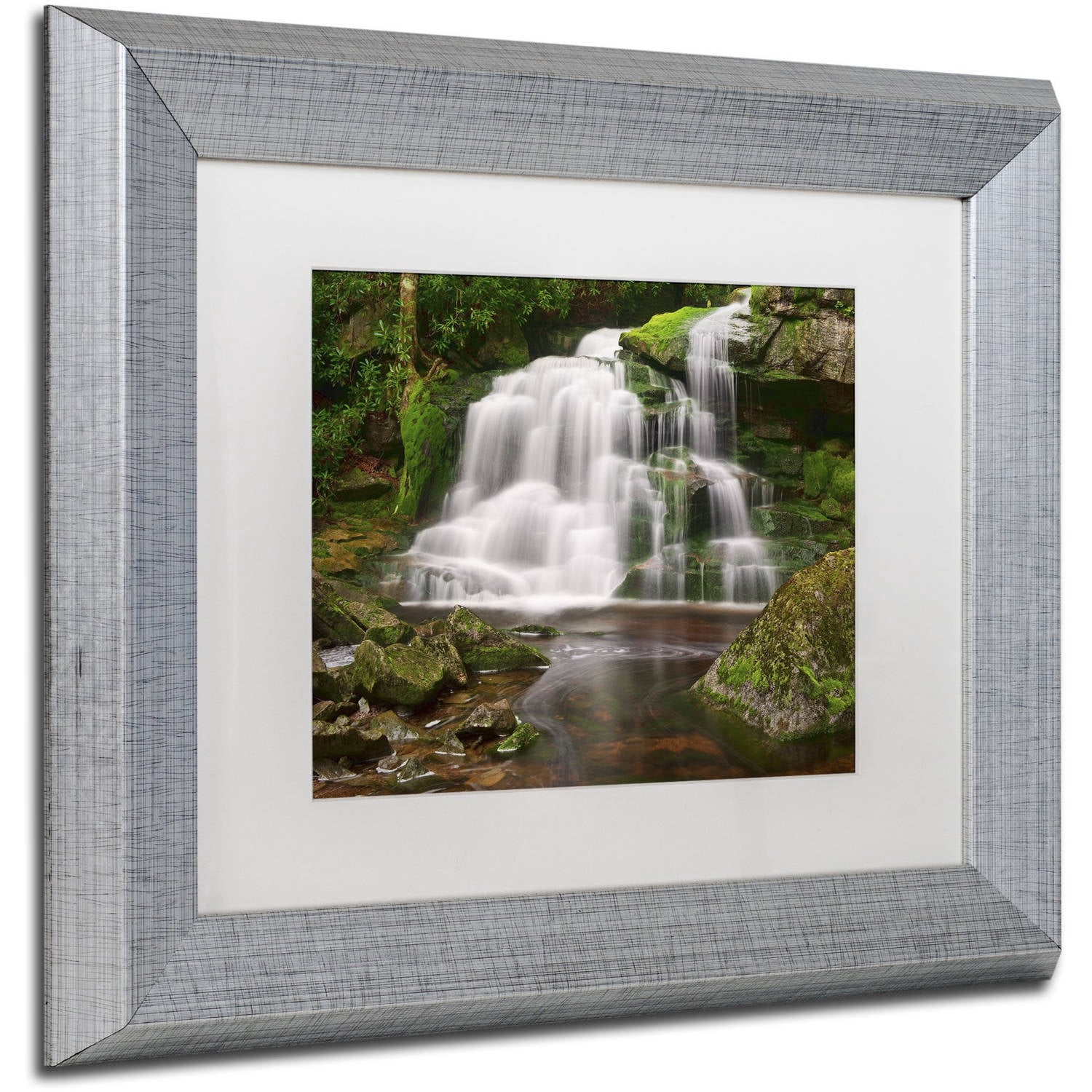 Trademark Fine Art 'Elakala Falls' Canvas Art by Michael Blanchette Photography, White Matte, Silver Frame