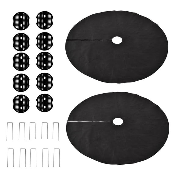 Outdoor Mat for Under Bird Feeder, 2-Piece 47.2-Inch Bird Food Catcher, Seed Collection Ground Mat with Center Hole and Ground Stakes