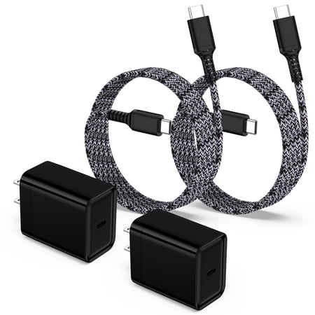 USB C Charger Block Fast Charging, 2 Pack 20W PD Charging Box with 6FT USB C to C Charging Cable, Type C Block USB C Wall Charger Adapter Charger Station Compatible for iPhone Samsung Android, Black