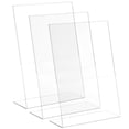 thumbnail image 2 of 3 Pcs Acrylic Sign Holders, 8.5×11in Vertical Desktop Menu Display Stands, Clear Slanted Picture Frames, Plastic Table Flyer Paper Holders for Offices, Restaurants, Stores, 2 of 7