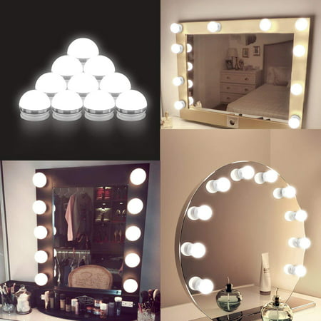 Coolmade Vanity Lights Kit Hollywood Style Makeup Light Bulbs with Stickers Attached to Bathroom Wall Or Dressing Table Mirrors, with Dimmable Switch and Power Plug, Daylight, Mirror Not (Best Light Bulbs For Vanity Mirror)