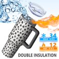 thumbnail image 5 of 40oz Tumbler with Handle and Straw, Vacuum Insulated Stainless Steel Travel Mug, Fits Car Cup Holder, Animal Print, 5 of 6