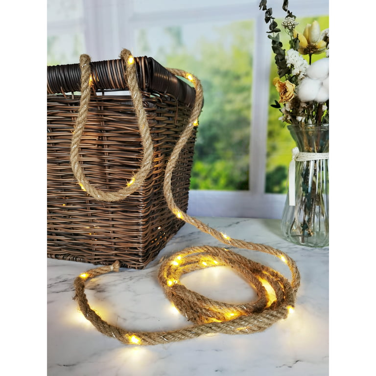 Mainstays 45-Count Indoor Battery Operated LED Jute Rope Wire Lights, with  Built-in Timer, Warm White, 4.5 Volts 
