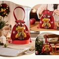 thumbnail image 5 of Festive Gift Bags Reusable Drawstring Gift Sacks with Handle Reindeer Holiday Xmas Party Favor Wrapping Bags for Candy Cookies Small Toys Stocking Stuffers, Set of 1, Cloth, 5 of 7