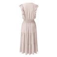 thumbnail image 6 of Sngxgn Women's Summer Dresses Collar V Neck Sleeveless Midi Dress Causal Stripes Ribbed Knit Bodycon Dresses(White,M), 6 of 6