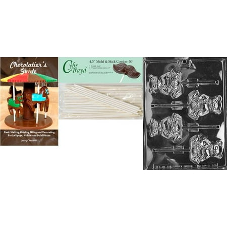 

Cybrtrayd Honey Bear Lolly Animal Chocolate Candy Mold with 50 4.5-Inch Lollipop Sticks and Chocol